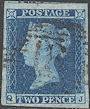 1849 2d Deep Full Blue ES15q Plate 4 'QJ' Thin paper