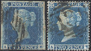 1849/54 2d Blue (shades) ES15/F1(1)h Plate 4 'AE' States 1 & 2