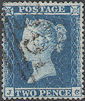 1854 2d Deep Blue F1(1) Plate 4 'JC'