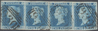 1849 2d Blue ES14 Plate 4 'SF-SI'