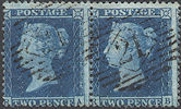 1857 2d Deep Blue SG35/F7 Plate 6 'RA-RB'