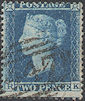1855 2d Blue F3 Plate 5 'RK'