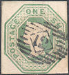 1847 1s Green Embossed SG55
