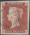 1850 1d Red Plate 95 'OC' Blue Cancel