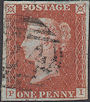 1844 1d Red Plate 48 'PI' Constant Varieties