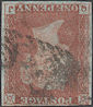 1847 1d Red Plate 75 'QJ' Watermark Inverted
