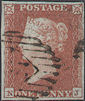 1851 1d Red Plate 109 'NJ'