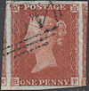 1845 1d Red Plate 60 'RF' Basal Shift