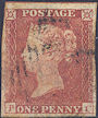1852 1d Red Plate 155 'PC' State 2