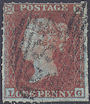 1852 1d Red Plate 134 'LG' Roulette