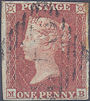 1853 1d Red Plate 175 'MB'