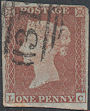 1853 1d Red Plate 173 'LC'