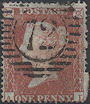 1854 1d Red C1 Plate 182 'AL' Missing Imprimatur, Missing Perf Pins
