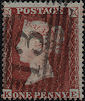 1854 1d Plum C1(4) Plate 204 'KE'