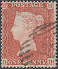 1854 1d Red C1 Plate 173 'BD' STATE 2