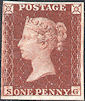 1854 1d Red C1 Plate 201 'SG' Imprimatur