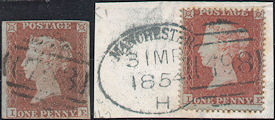 1852/54 1d Red B2/C1 Plate 167 'IE' Matched, Blue Spoon