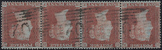 1854 1d Red C1d Plate R5 'HD-HG' Wmk Inverted