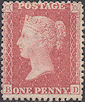 1857 1d Rose-red C10 Plate 48 'BD' Unused