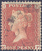 1855 1d Orange-brown C3(3)wb Plate 1 'EF' Blue CDS