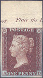 1855 1d Red C3 Plate 2 'AD' Imprimatur