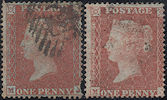 1855 1d Red C4/C5 Plate 6 'MJ' MATCHED PAIR