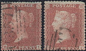 1855 1d Red C5/C6 Plate 15 'EI' Matched pair