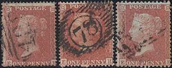 1855 1d Red C4/C5/C6 Plate 9 'EH' MATCHED