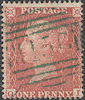 1855 1d Red C4 Plate 11 'QI' Green Spoon cancel