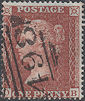 1855 1d Deep Red-brown C5(2) Plate 14 'OB'