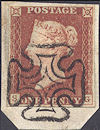 1841 1d Red Plate 12 'SG' Greenock MX