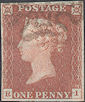 1841 1d Red Plate 34 'RI'
