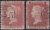 1857 1d Pale Red C9(3)/Rose-red C11 Plate 45 'FG' Matched