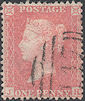 1857 1d Pale Rose C9A(1) Plate 27 'JH' Leeds Spoon