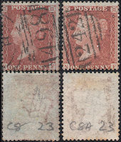 1856 1d Red-brown on blued and White paper C8/C8A Plate 23 'NF'