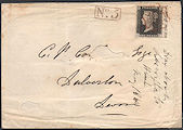 1840 1d Black Plate 1a May Date cover