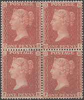 1855 1d Red C4 Plate 13 'OH-PI' Mint